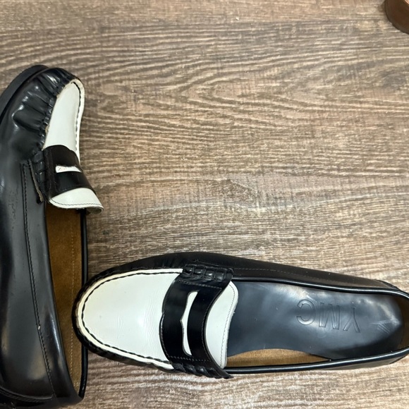 YMC size 7.5 GUC wood bottom Two-Tone Black and White Loafers - Picture 8 of 11